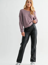 Load image into Gallery viewer, MONO B-RAW EDGE WAFFLE KNIT BOATNECK PULLOVER