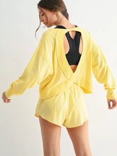 Load image into Gallery viewer, MONO B-CRESCENT PIMA OPEN BACK LONG SLEEVE TEE