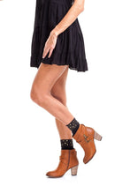 Load image into Gallery viewer, BOOTIGHTS-NIKI STUDDED KNEE HI’S BLACK AND GOLD