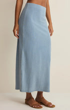 Load image into Gallery viewer, Z SUPPLY-GAIL JERSEY DENIM MIDI SKIRT IN OCEAN AIR INDIGO
