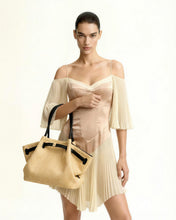Load image into Gallery viewer, JW PEI-HANA MEDIUM FAUX STRAW TOTE BAG IN BROWN