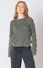 Load image into Gallery viewer, DEX/BLACK TAPE-POINTELLE CREW NECK SWEATER IN KHAKI