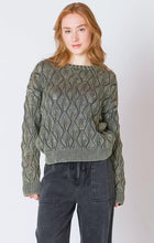 Load image into Gallery viewer, DEX/BLACK TAPE-POINTELLE CREW NECK SWEATER IN KHAKI