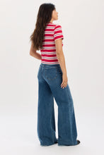 Load image into Gallery viewer, DAZE- ZUMA SHORT SLEEVE NECK TEE IN SCARLETT STRIPE