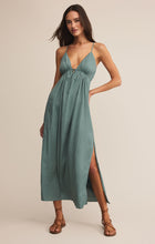Load image into Gallery viewer, Z SUPPLY-MANON SATIN MAXI DRESS SEA PINE