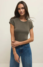 Load image into Gallery viewer, Z SUPPLY-RENAE RIB SHORT SLEEVE TOP IN KHAKI GREEN