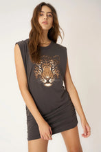 Load image into Gallery viewer, PROJECT SOCIAL T- CHEETAH FACE SIDE RUCHED DRESS