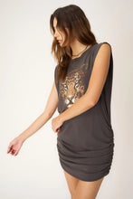 Load image into Gallery viewer, PROJECT SOCIAL T- CHEETAH FACE SIDE RUCHED DRESS