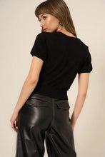 Load image into Gallery viewer, Project Social T-stay Awhile Short Sleeve Sweatshirt Black