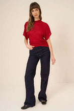 Load image into Gallery viewer, Project Social T-holly Funnel Neck Dolman Tee Red Currant