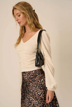 Load image into Gallery viewer, Project Social T-raina Ruched Front Chenille V Neck Eggnog