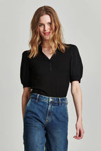 Load image into Gallery viewer, Another Love- Tanner Puff Sleeve Henley Black