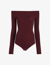 Load image into Gallery viewer, COMMANDO-OFF SHOULDER BODYSUIT WITH THUMBHOLES RAISIN