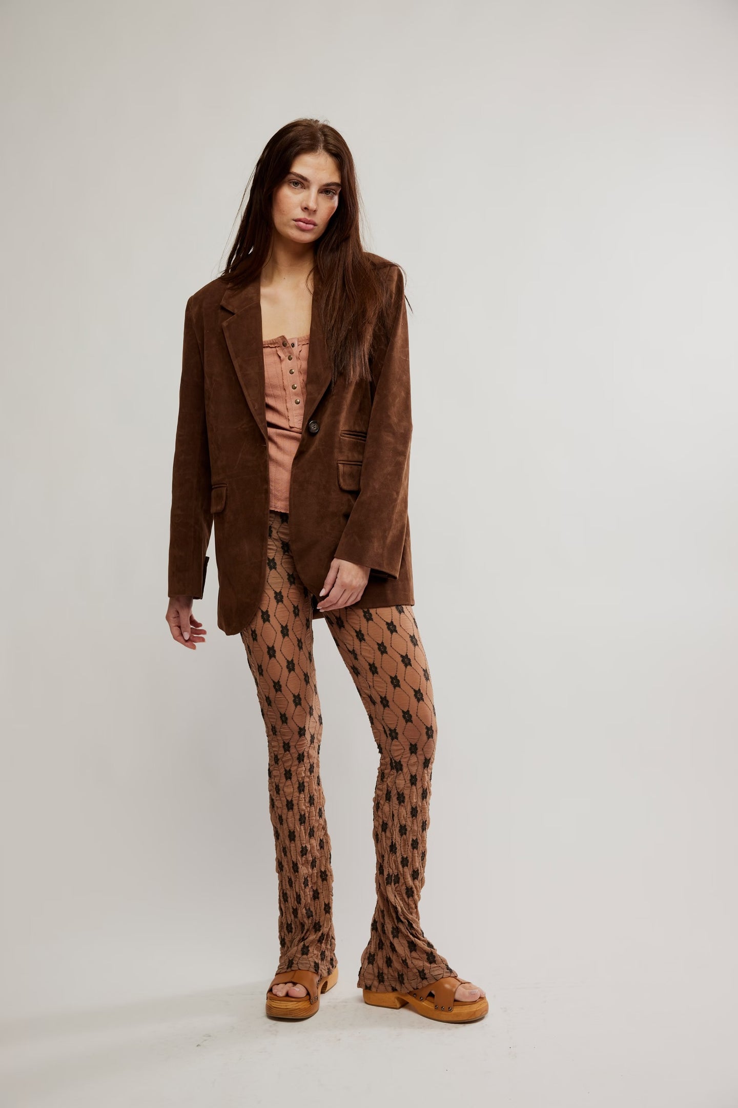 FREE PEOPLE-PAPER CUT VEGAN BLAZER BROWN BEAR