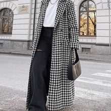 Load image into Gallery viewer, HIDDENBRAND- BLACK AND WHITE HOUNDSTOOTH TRENCH COAT
