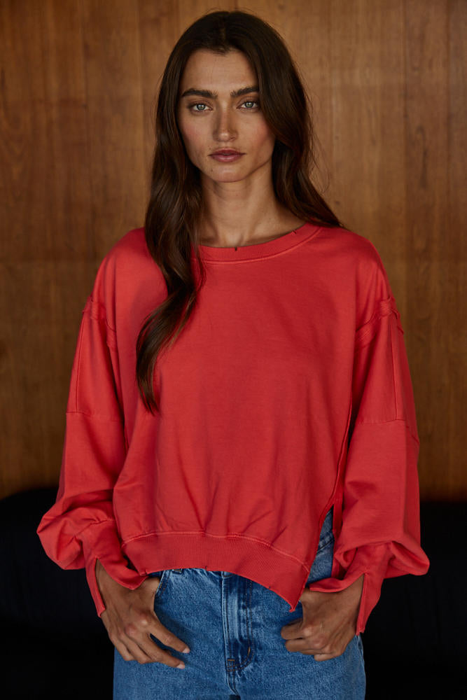 BY TOGETHER-EVERYDAY HI-LO SLIT PULLOVER