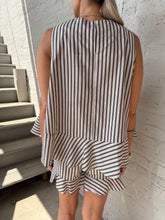 Load image into Gallery viewer, MAUDE CLUB-STRIPED COTTON TENT TOP WITH RUFFLES
