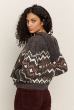 Load image into Gallery viewer, SANCTUARY-ZIP UP FAIR ISLE HODDIE MOCHA
