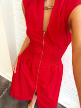 Load image into Gallery viewer, BISHOP + YOUNG-SKYE ZIP FRONT DRESS IN CHERRY
