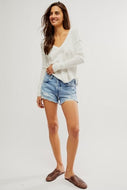 FREE PEOPLE-NOW OR NEVER DENIM SHORT MOON CHILD