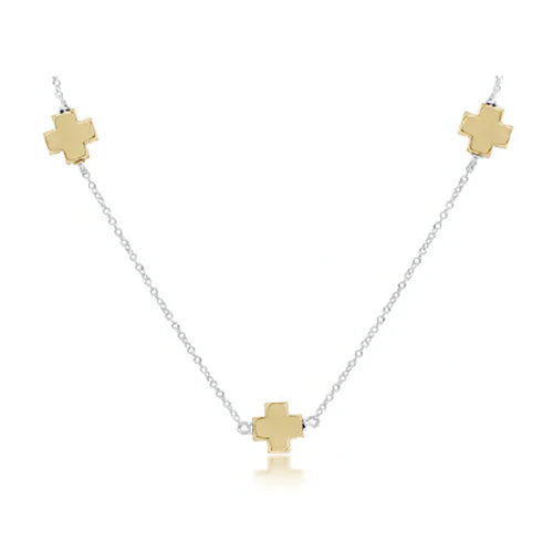 ENEWTON-“15 CHOKER SIMPLICITY CHAIN STERLING MIXED METAL-SIGNATURE CROSS GOLD