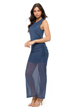 Load image into Gallery viewer, BROOKLYN ISLES-RUCHED MESH MIDI DRESS

