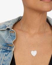 Load image into Gallery viewer, MELINDA MARIA-XL YOU HAVE MY WHOLE HEART PAVE SILVER NECKLACE 18”
