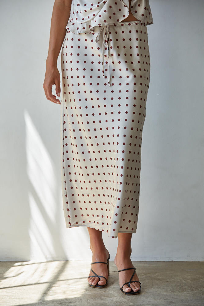 BY TOGETHER-MON CHERI SATIN DOTTED SKIRT