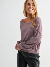 Load image into Gallery viewer, MONO B-RAW EDGE WAFFLE KNIT BOATNECK PULLOVER
