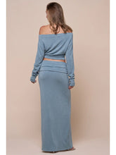 Load image into Gallery viewer, BLUE BLUSH-SLOUCHY LONG SLEEVE AND MATCHING FOLDOVER SKIRT
