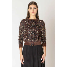 Load image into Gallery viewer, DEX BLACK TAPE-SOFT TOUCH PATTERNED CARDIGAN IN BROWN LEOPARD
