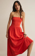 Load image into Gallery viewer, Z SUPPLY-SUNSOUGHT STRAPLESS MIDI DRESS IN LYCHEE
