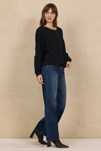 Load image into Gallery viewer, VINTAGE HAVANA- BLACK WAFFLE CABLE KNIT TOP
