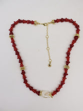 Load image into Gallery viewer, BAUBLEBAR-RED/PEARL FARRAH BEADED NECKLACE
