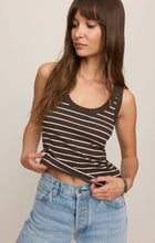 Load image into Gallery viewer, Z SUPPLY-ROWE STRIPED SCOOP TANK IN DARK CHOCOLATE
