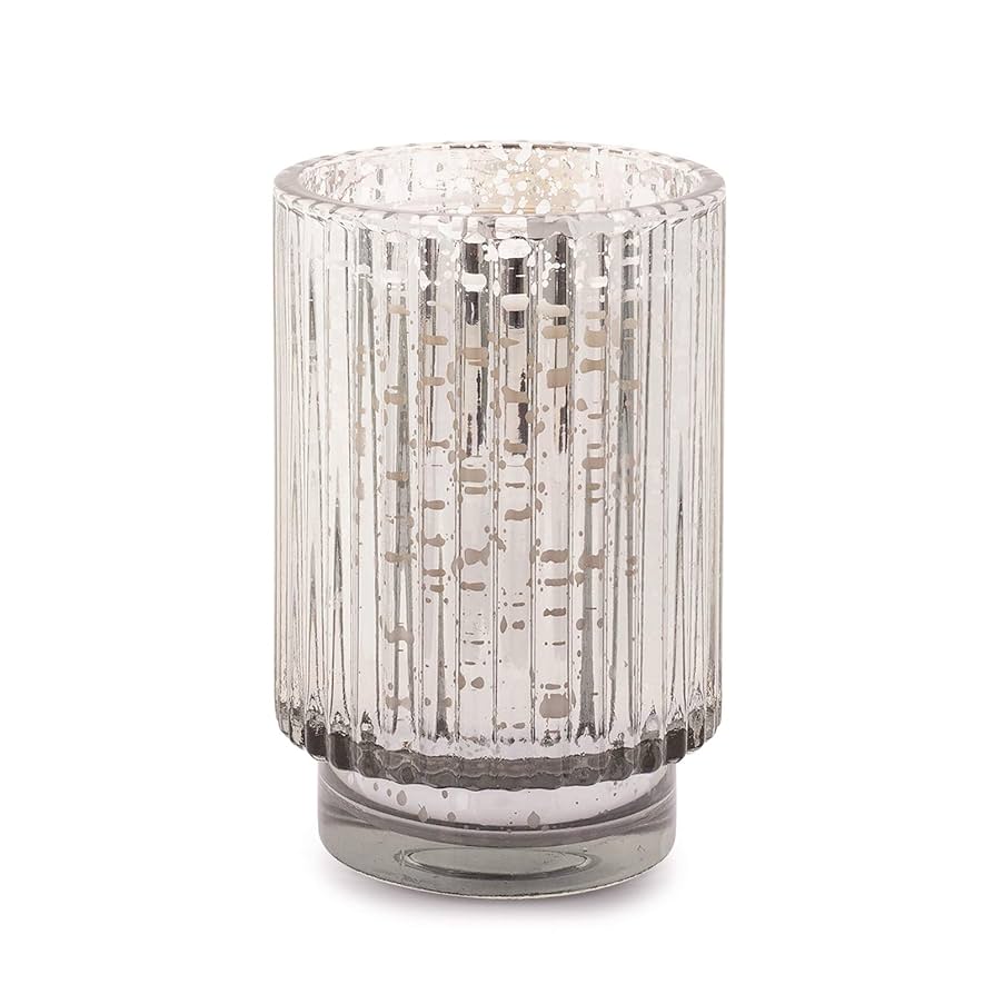 PADDYWAX-CYPRESS FIR HOLIDAY 12OZ SILVER MERCURY TALL RIBBED GLASS