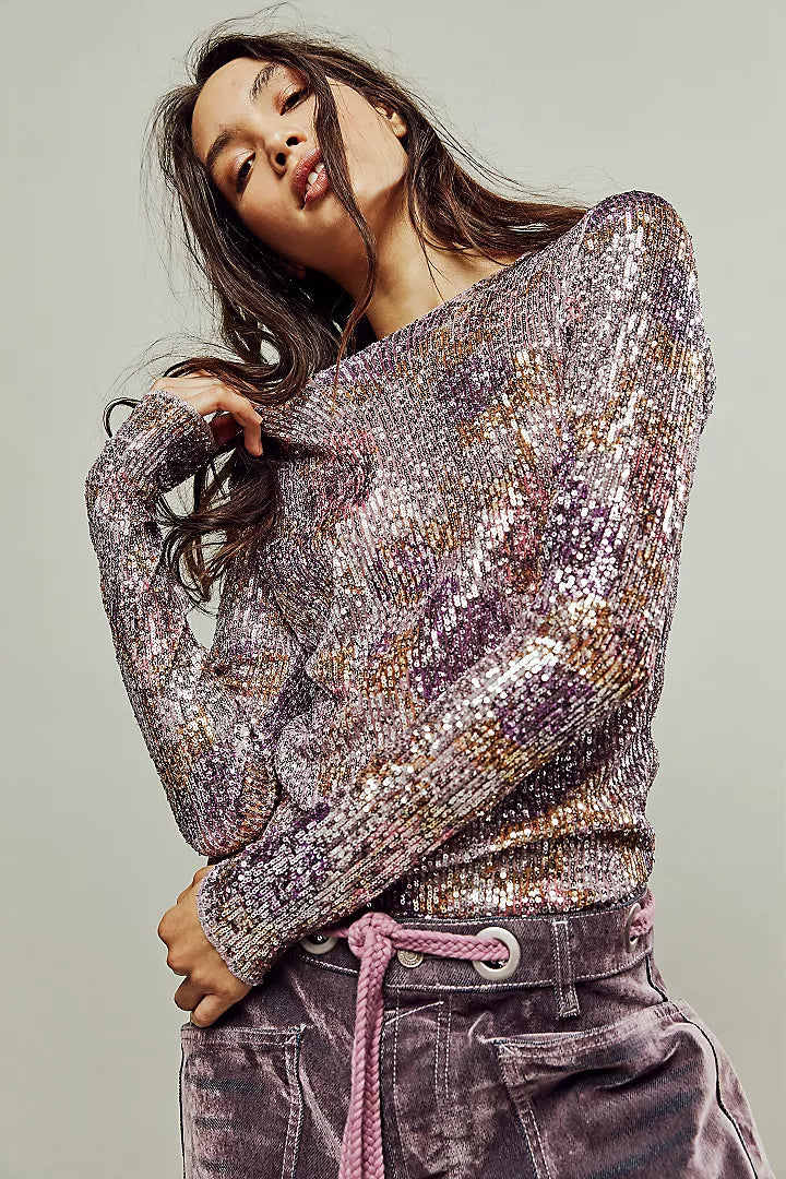 FREE PEOPLE- PRINTED GOLD RUSH TOP