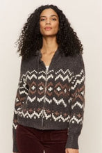 Load image into Gallery viewer, SANCTUARY-ZIP UP FAIR ISLE HODDIE MOCHA
