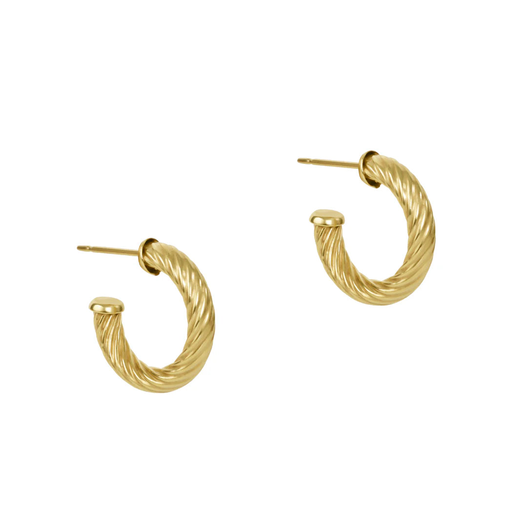ENEWTON-ROUND GOLD 0.5 POST HOOP 4MM TEXTURED TWIST