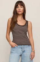 Load image into Gallery viewer, Z SUPPLY-ROWE STRIPED SCOOP TANK IN DARK CHOCOLATE
