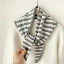 Load image into Gallery viewer, LINETA-STRIPED KNIT TRIANGLE SCARF
