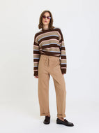 DAZE-VILLA DRAWSTRING BARREL LEG PANT IN LATTE