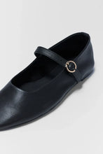 Load image into Gallery viewer, SHU SHOP- ANNABELLE BLACK FAUX LEATHER FLATS
