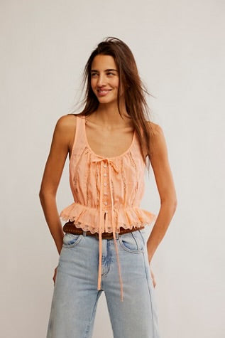 FREE PEOPLE-ALANA LACE TANK SPRING MELON