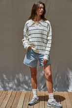 Load image into Gallery viewer, BY TOGETHER-ACADIA STRIPED POLO SWEATER
