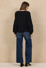 Load image into Gallery viewer, VINTAGE HAVANA- BLACK WAFFLE CABLE KNIT TOP
