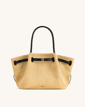 Load image into Gallery viewer, JW PEI-HANA MEDIUM FAUX STRAW TOTE BAG IN BROWN
