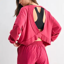 Load image into Gallery viewer, MONO B-CRESCENT PIMA OPEN BACK LONG SLEEVE TEE
