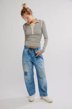 Load image into Gallery viewer, FREE PEOPLE-LAKE HENLEY STRIPE TOP
