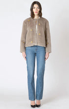 Load image into Gallery viewer, DEX BLACK TAPE-FAUX FUR EMBELLISHED JACKET IN FROSTED MOCHA
